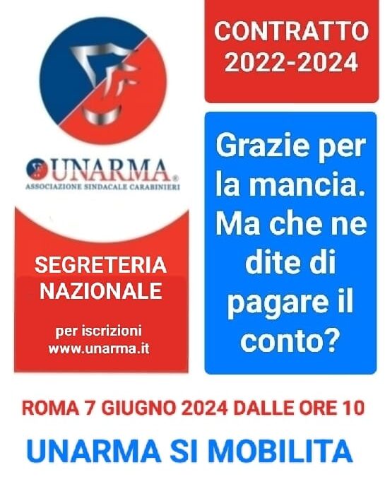 UNARMA Rivendica i Diritti dei Carabinieri e il 7 giugno manifesta davanti il Ministero Della Difesa